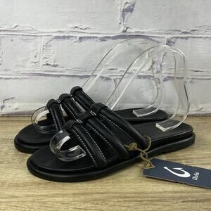 Olukai Tiare Slide Black Leather Sandals Women's Size 7 NEW